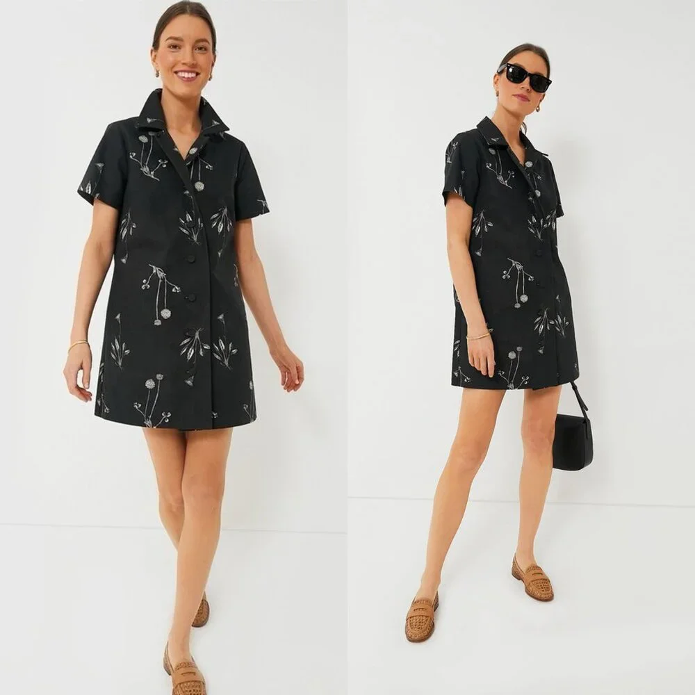 Tuckernuck NEW Black Meadow Rue Marley Collared Cotton Mini Dress Size XL - Picture 3 of 11